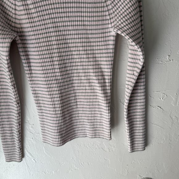 Gap Sweater Y2k Large Pink Gray Striped Stretch Crewneck Long Sleeve Pullover - Picture 3 of 8